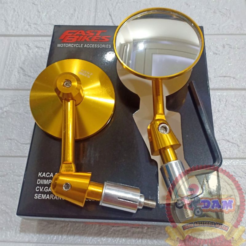 Spion jalu bulat Bar end Kaca Cembung motor beat scoopy nmax aerox xmax pcx vario vixion Vespa mio-Gold Fastbikes