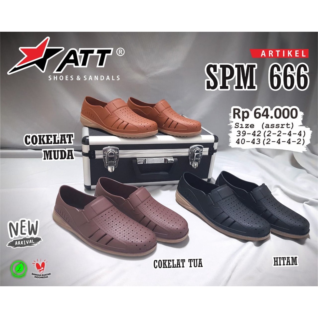 Sepatu slip On Pria ATT SPM 666 Formal pantofel Karet Tahan Air