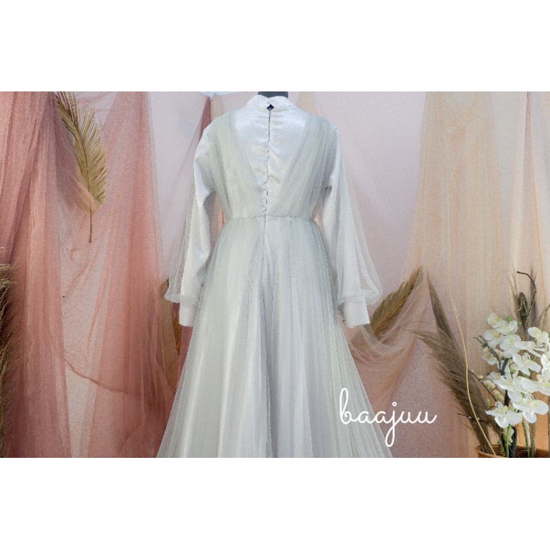 Shofiya Dress Light Grey (Tanpa Mutiara)