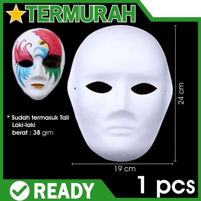 Topeng Lukis Wajah Polos Putih Wanita Pria Perempuan Laki Laki - Wajah Pria Alfredo87 Buru Order