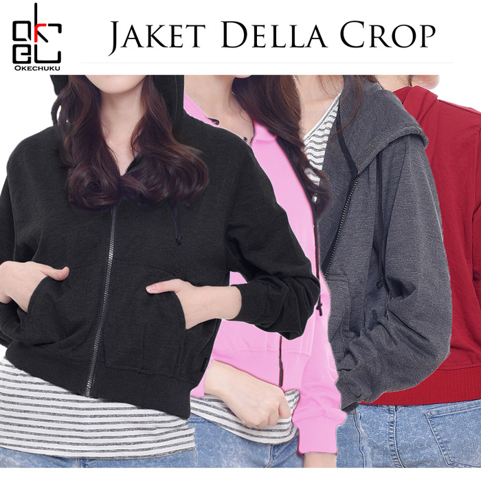 Ds51C1 Della Jacket -Jaket Crop Tangan Panjang Hoodie Wanita Okechuku Fashion - Pink Baby Fe5E2D