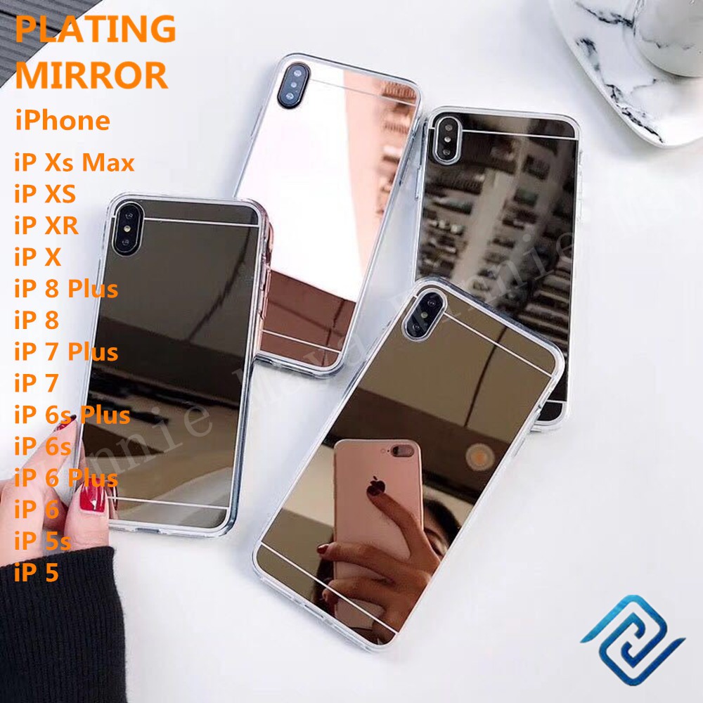 Ip Apple Iphone X Xs Xr Xs Max 8 7 Plus 6s 6 Plus 5s 5 Plating Mirror Tpu Soft Case Cover Shopee Indonesia