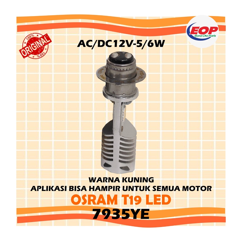 OSRAM LED T19 M5 K1 lampu utama motor H6 Kuning AC/DC