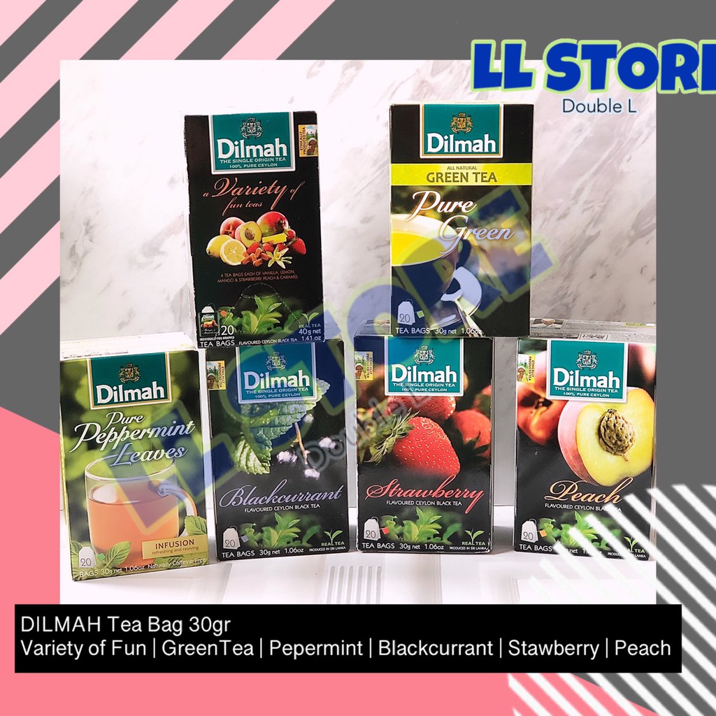 

DILMAH Teh 30gr Green Tea Peppermint Blackcurrant Strawberry Peach
