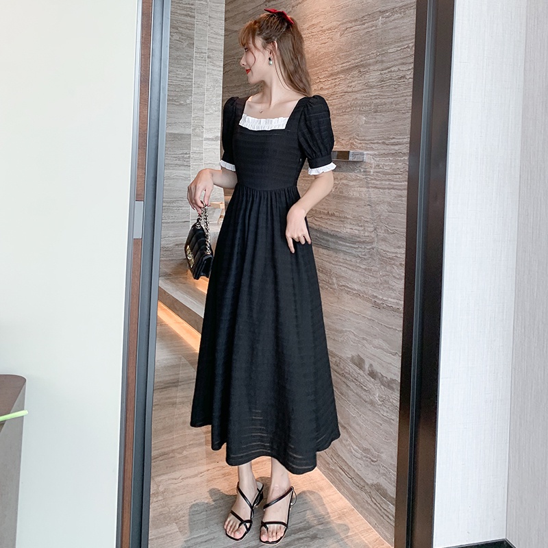 【Rozen】Basic French Style Black Midi Dress  R097