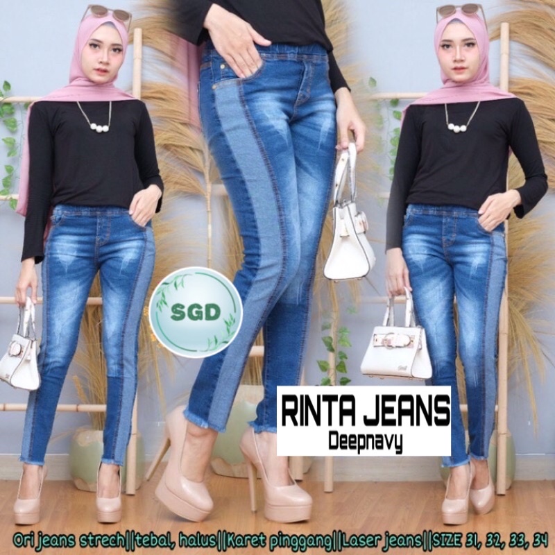 TERBARU|RINTA JEANS|CELANA JEANS APLIKASI LASER|LEGGING RUMBAY