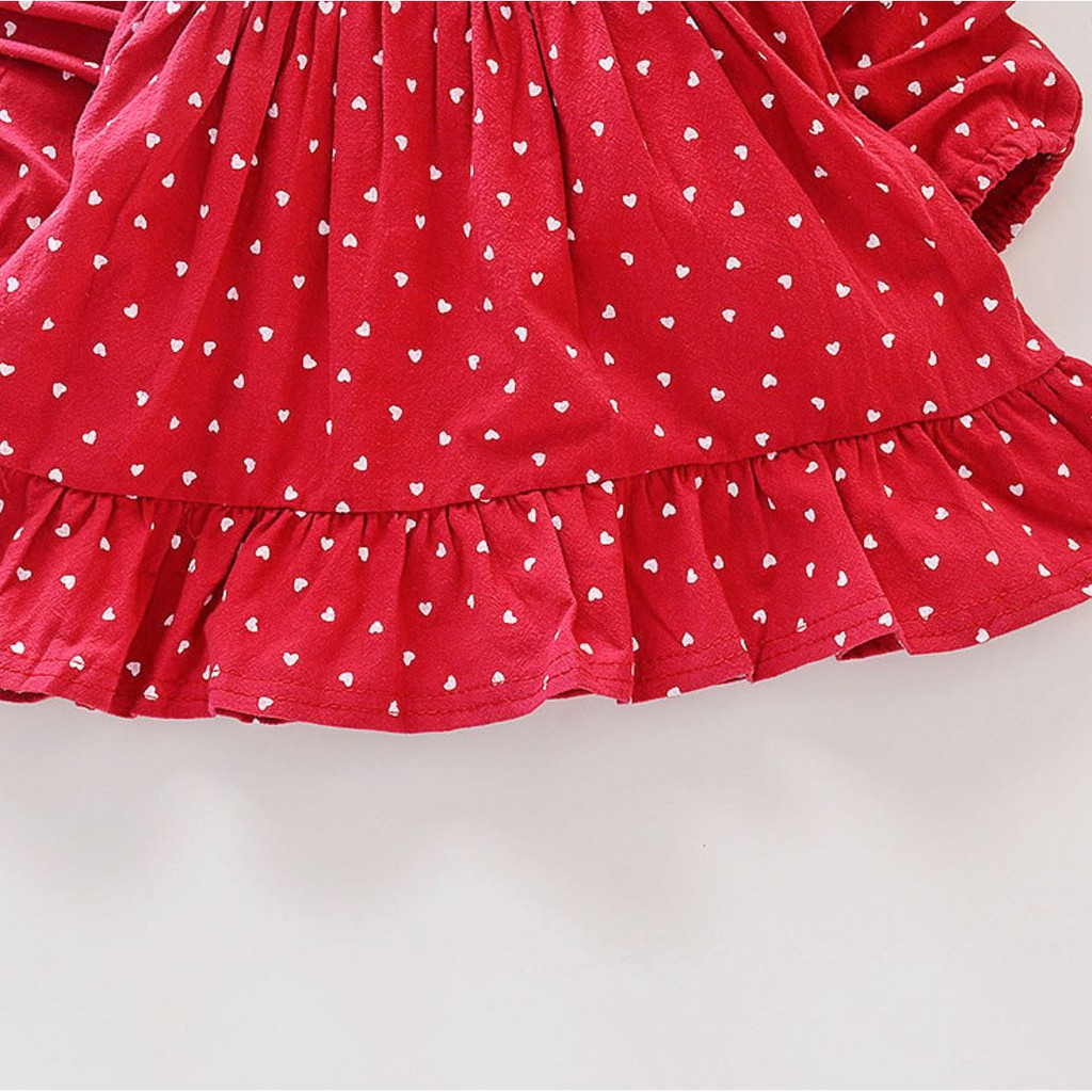 [Brandedbaby] DRESS ANAK PEREMPUAN IMPORT POLKADOT LOVE MERAH PINK KUNING LENGAN PANJANG