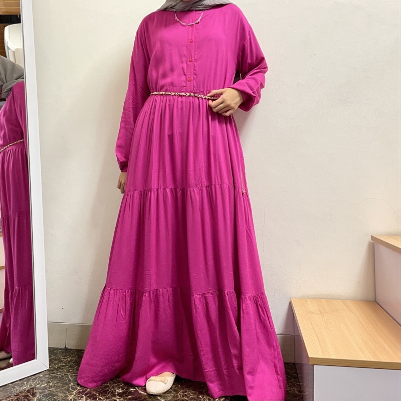 BISA COD | READYSTOCK | FLOWY RAYON MAXI DRESS | Dress Polos Bahan Katun Rayon Premium