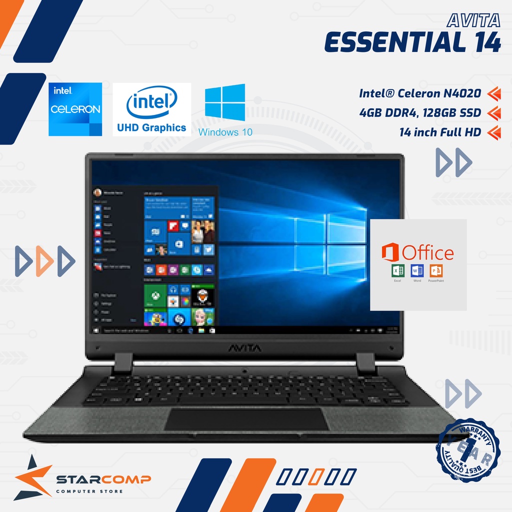 Laptop Avita Essential 14 - N4020 DDR4 4GB 128GB SSD 14&quot; FHD IPS DOS