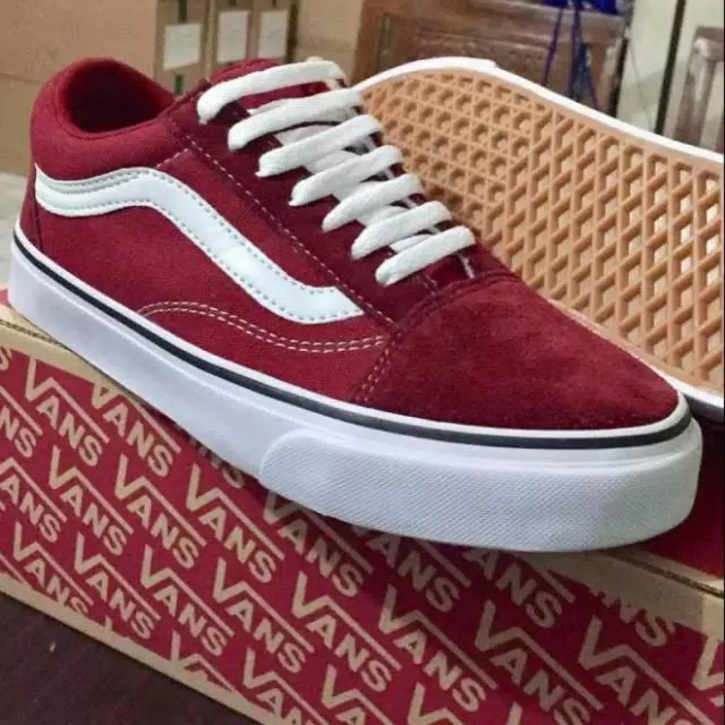 TERBARU SEPATU MAROON MERAH CACING SEPATU SNEAKERS CASUAL MERAH MOTIF SEPATU PRIA WANITA