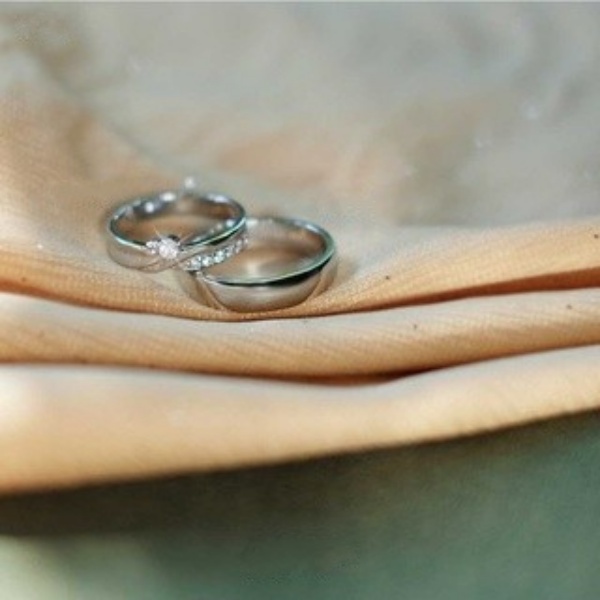 Youtan - Cincin Tunangan Perak Couple Permata / Cincin Nikah Perak Couple / Cincin Tunangan Couple Handmade