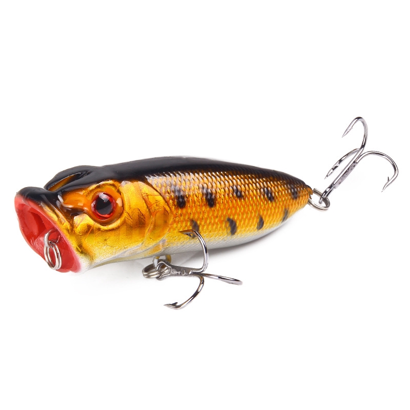 Umpan Pancing Buatan relix nusantara Kail Pancing Alat Pancing Top Water Lure 2 Treble Hooks Umpan Pancing Umpan Mancing Umpan Ikan Alat Pancing Murah 1Pcs 7cm 11.8g Plastic Bait Whopper Plopper Popper