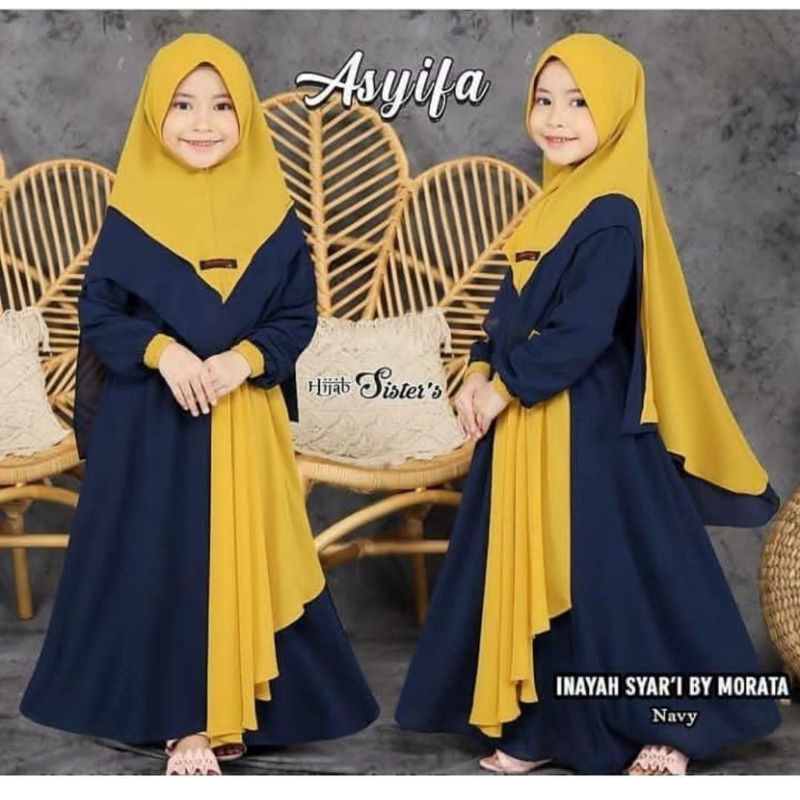 GAMIS TERBARU ANAK PEREMPUAN USIAN 8-9-10-11 TAHUN/INAYA SYARI/GAMIS SYARI SET KERUDUNG ANAK PEREMPU