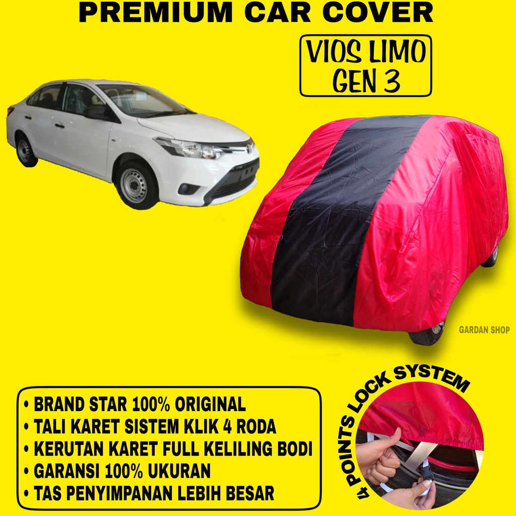 Body Cover VIOS LIMO GEN 3 MERAH HITAM Penutup Bodi Mobil Vios Limo Gen 3 Waterproof PREMIUM