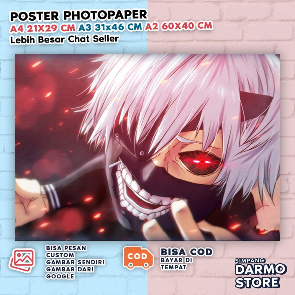 Jual Poster Tokyo Ghoul Ken Kaneki Touka Rize Juuzou Anime Wibu Terbaru Hiasan Dinding Aesthetic