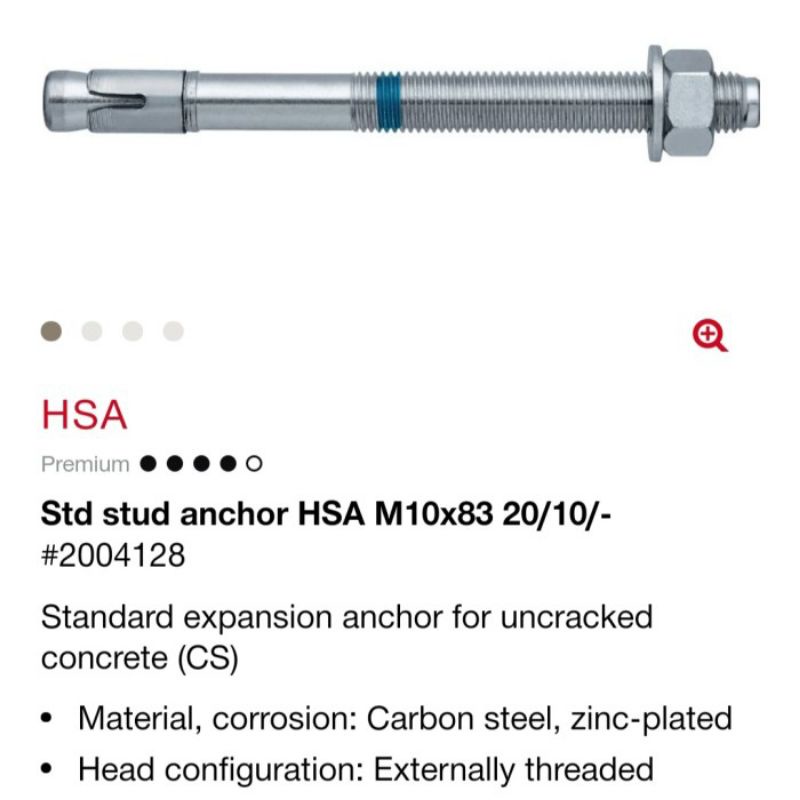 Hilti DYNABOLT HSA M10 X 83mm (51 pcs )