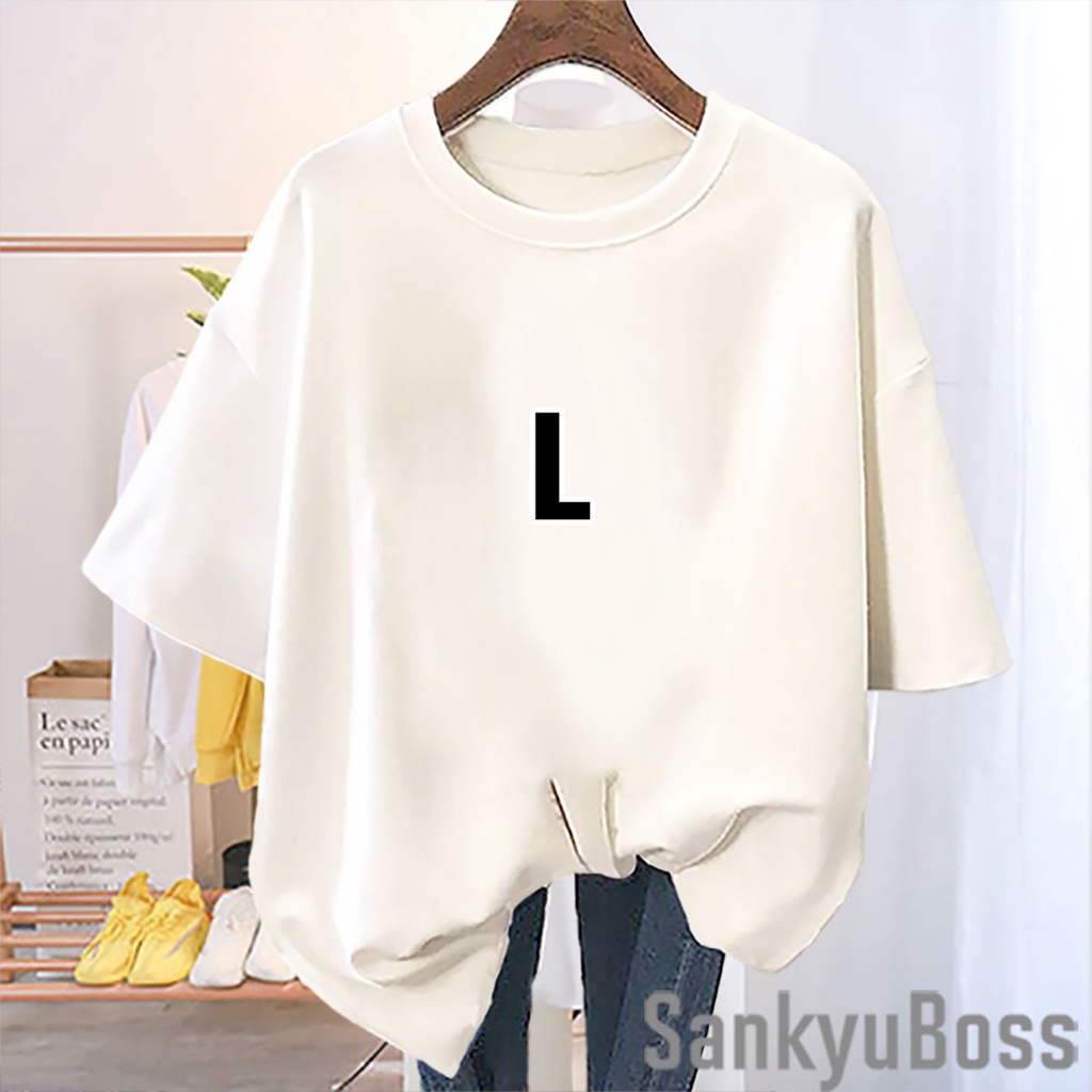 SANKYUBOSS - KAOS INISIAL L / BAJU CASUAL SIMPEL / ATASAN UNISEX / BAJU WANITA / KAOS PRIA
