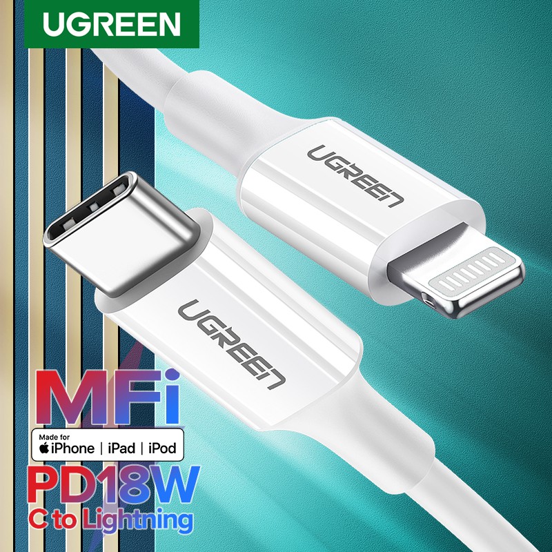 UGREEN Kabel USB Tipe C ke Lightning PD 1M untuk Fast Charging iPhone X