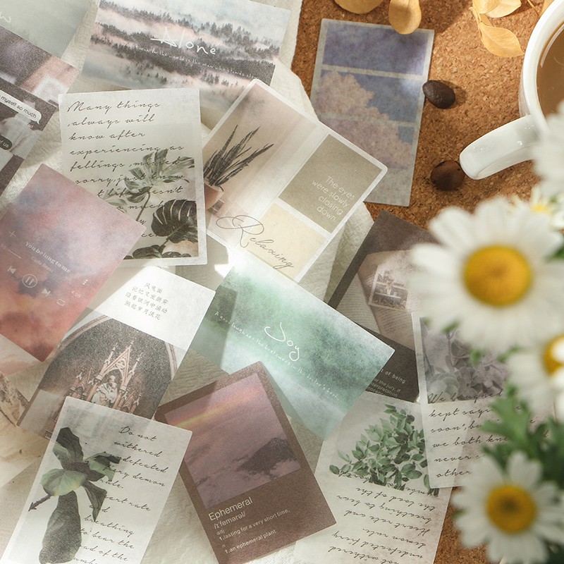 Journamm 40pcs/pack Letter of Time Poetry Washi Paper Stickers Diy Diary Deco Planner Journal Decorative Stationery Stickers-2