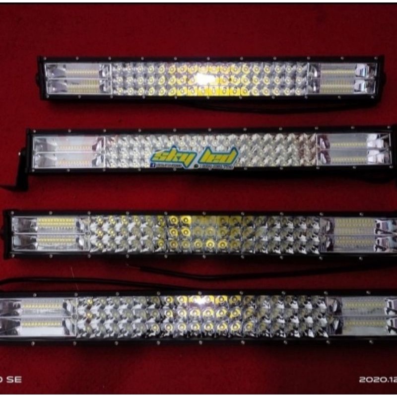 LED LIGHT BAR pj 52 3 row sinar putih king dan 5 mode combo