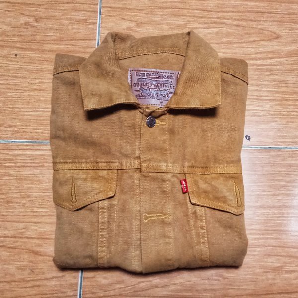 jaket jeans cowok coklat