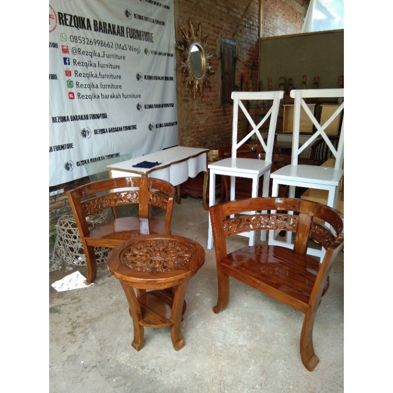kursi teras cantik ukir jati murah.