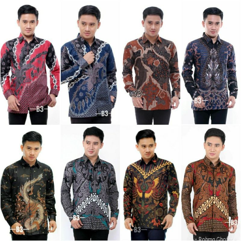 BSWART Batik HRB026 Kenongo Hem Pendek Padi Pekalongan M L XL Batik Pria MURAH