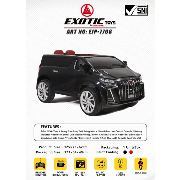 MOBIL MOTOR AKI EXOTIC EJP - 7708 ALPHARD MAINAN ANAK ( FREE PACKING KAYU )