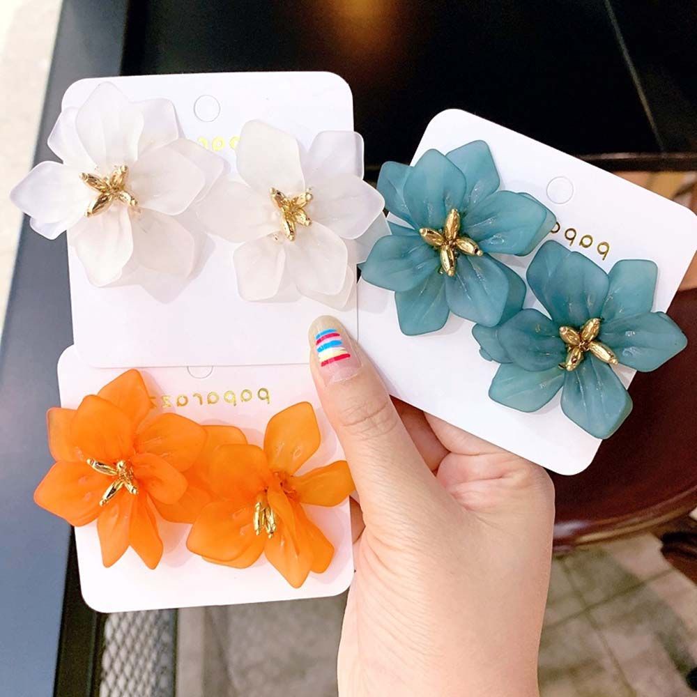 Needway  Temperament Drop Earrings Sweet Accessories Studs Earrings Holiday Party Hyperbole Personality Petals Exaggerated Big Flower Shape 1 Pair Jewelry/Multicolor