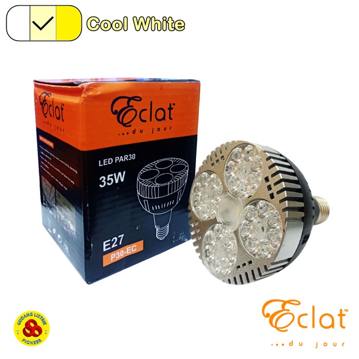 Eclat LED PAR30 35W Semu E27 Bohlam Lampu Sorot LED Body Hitam CW