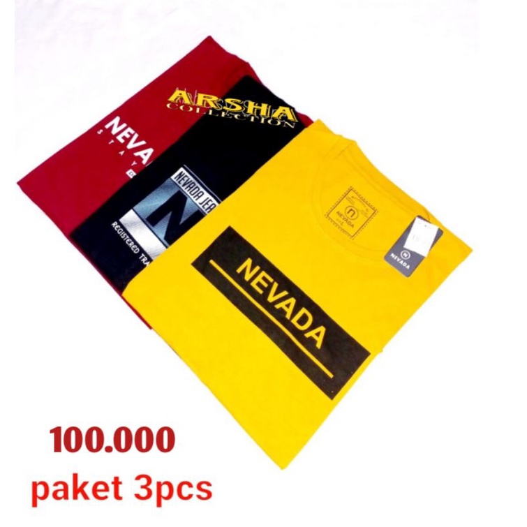 Kaos nevada | promo paket 3 pcs 100.000 | kaos nevada original | kaos distro terbaru | kaos original