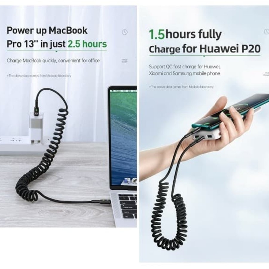 Mcdodo USB Type C to USB Type C Coiled cable 60W QC 4.0 Fast Charging