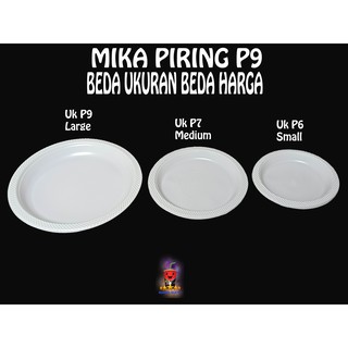 PIRING PLASTIK PUTIH SUSU BESAR P9 @ 50 PCS MIKA MEREK BSM | Shopee