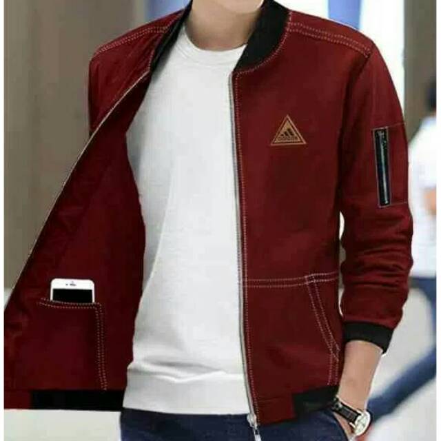 JAKET PRIA ADIDAS MAROON