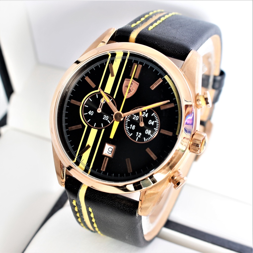 Jam tangan pria FERRARI GRADE AAA PREMIUM All Stell strap kulit