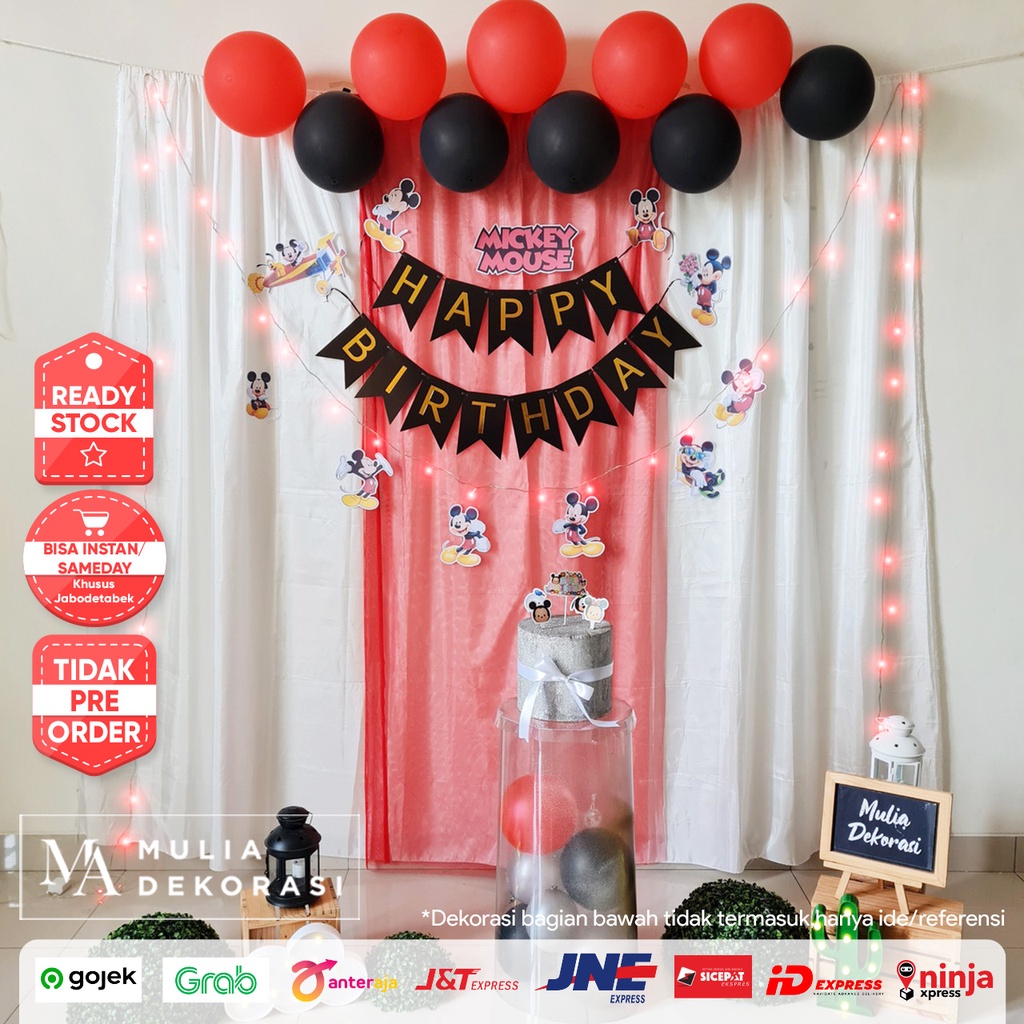 Dekorasi Backdrop Ulang Tahun Pesta Anak Tema Mickey Mouse