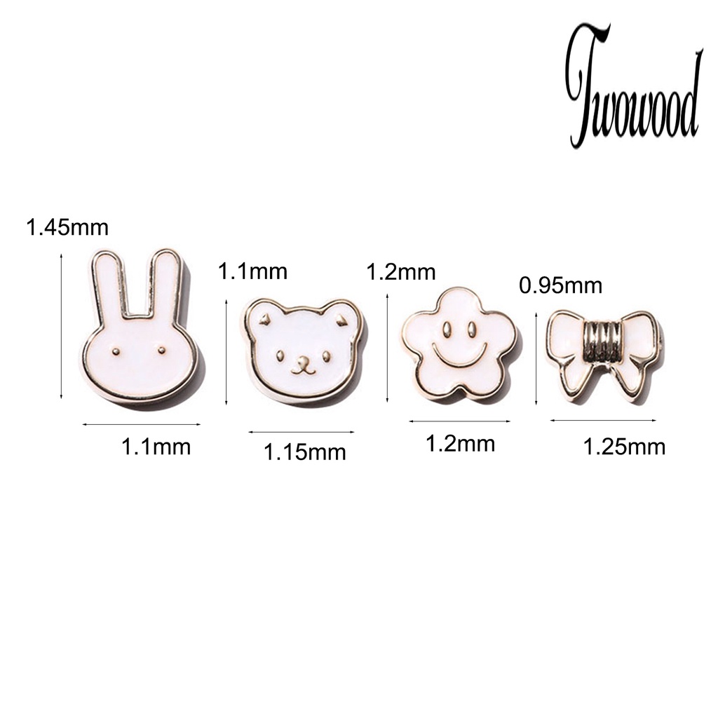 5pcs Ornamen Kuku Bentuk Kartun Beruang Kelinci Pita Bahan Alloy Tahan Karat Untuk Dekorasi Nail Art