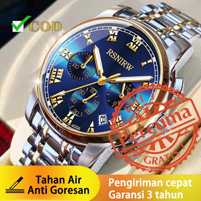 COD✅【BELI 1 GRATIS 1 , HADIAH GRATIS SENDIRI MILIH DENGAN PESANAN】  RSNIRW-Jam Tangan Pria Metal Tah