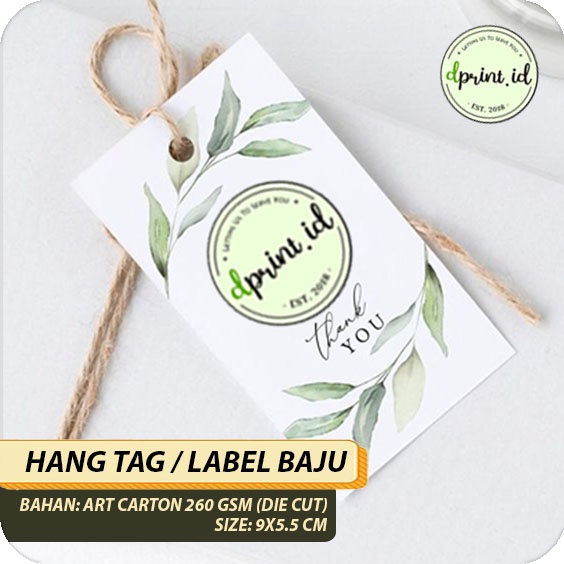 Hang Tag Label Baju Art Carton 260 9x5.5 cm Kertas Bandrol  Merek Aesthetic