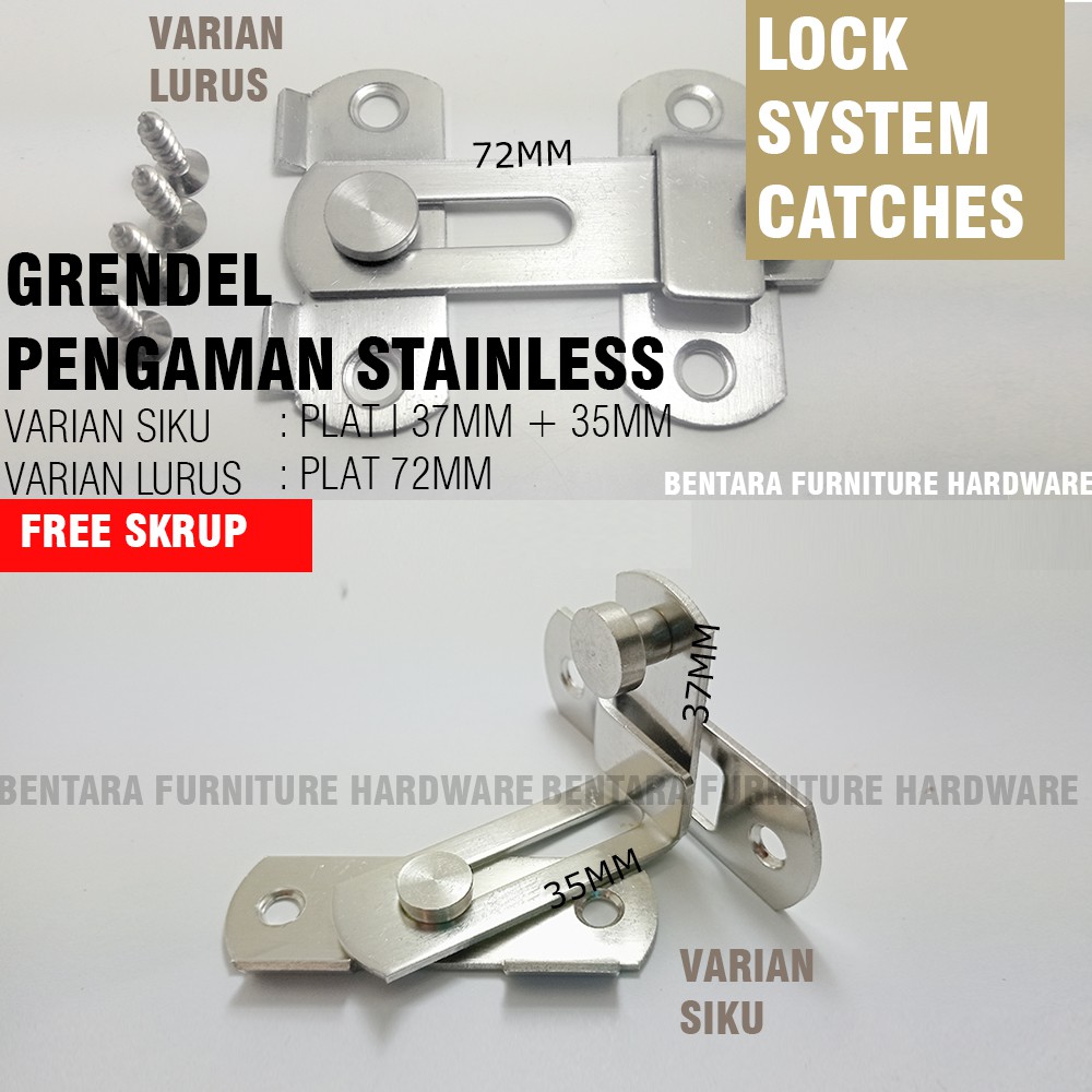 Grendel Kait 3 Inchi Minimalis Stainless Steel -Pengaman Pintu (3 Inchi = 7.5CM)