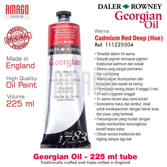 DALER-ROWNEY - GEORGIAN OIL 225 ml - CADMIUM RED DEEP HUE - 111225504