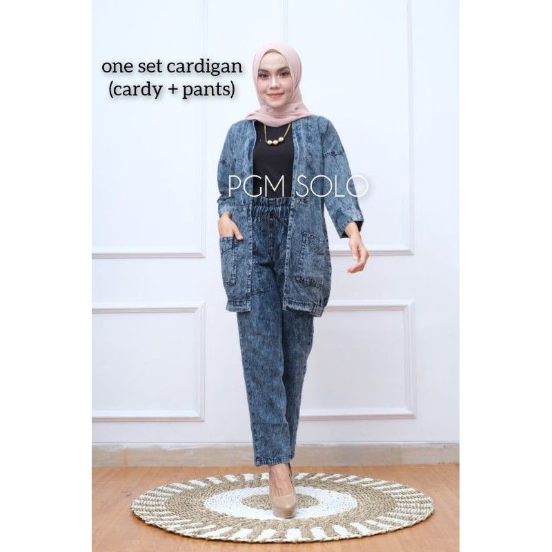 ONE SET CARDIGAN JEANS / SETELAN OUTER JEANS / SET JAKET