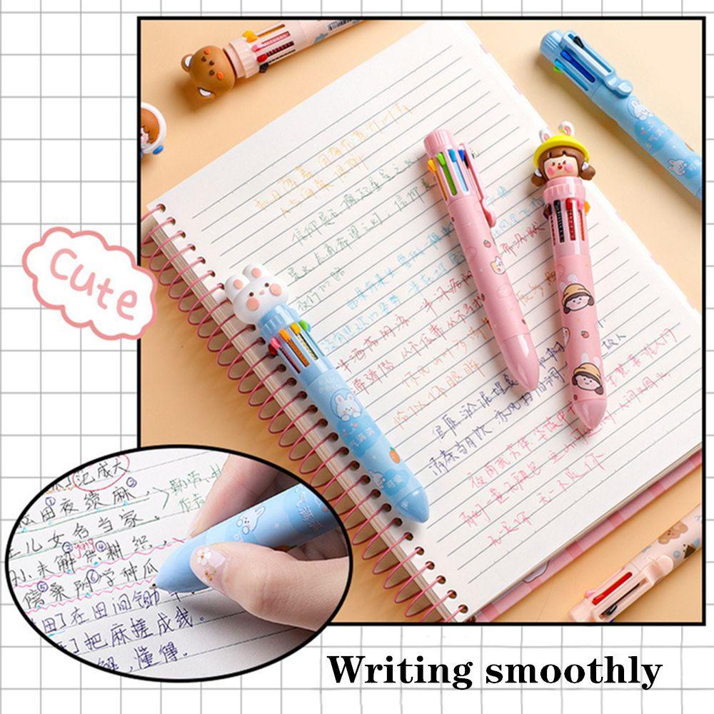 Top Ballpoint pen Serba Kartun Set Alat Tulis Tekan-Jenis Belajar Perlengkapan Kantor Beruang Multi-Warna Pulpen