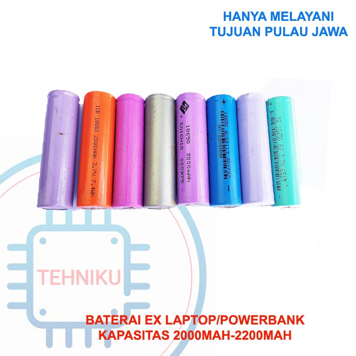 BATERAI 18650 EX LAPTOP/POWERBANK/SEPEDA LISTRIK/SENTER POLICE 2000-2200MAH