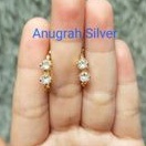 (COD)Anting jepit remaja &amp; dewasa warna Rose gold mata 2 kilau perak asli 925/Silver lapisan emas kuning murni!!!