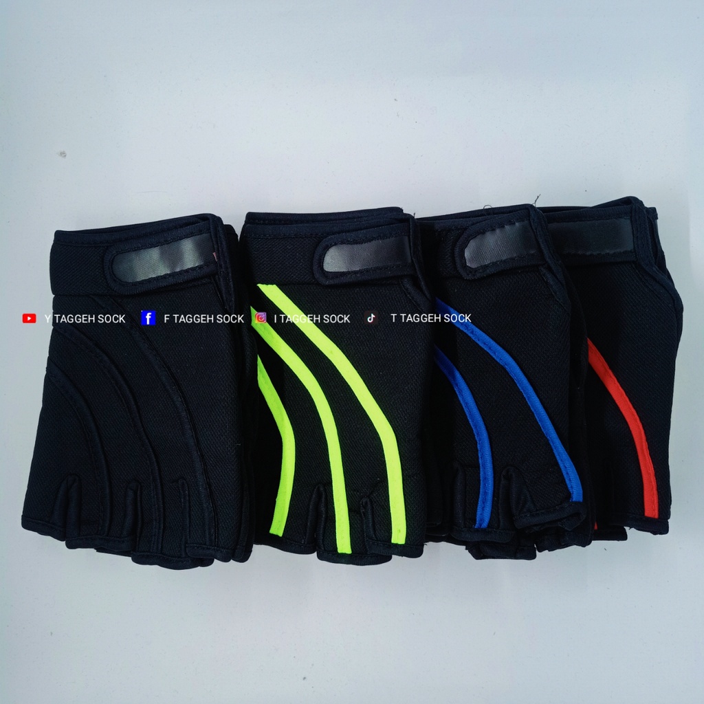 SARUNG TANGAN MOTOR MODEL GARIS SETENGAH JARI/ SARUNG TANGAN PRIA/ SARUNG TANGAN BERKENDARA