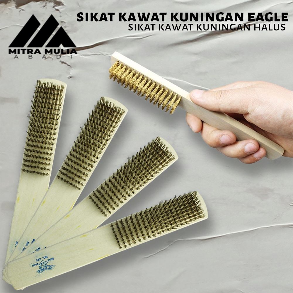 Sikat Kawat Kuningan 8 Baris l Eagle l Wire Brush Gagang Kayu