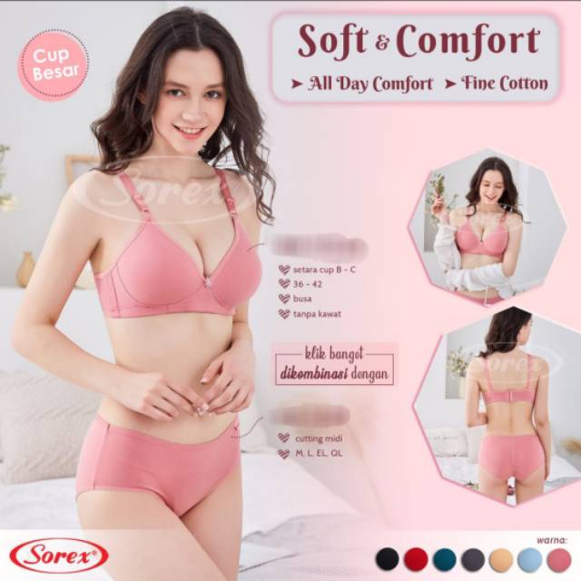 Bra Sorex 17228 Cup B - C Soft &amp; Comfort Wanita Dewasa Remaja | Sorex BH Busa Tanpa Kawat | Open Sorex Ecer