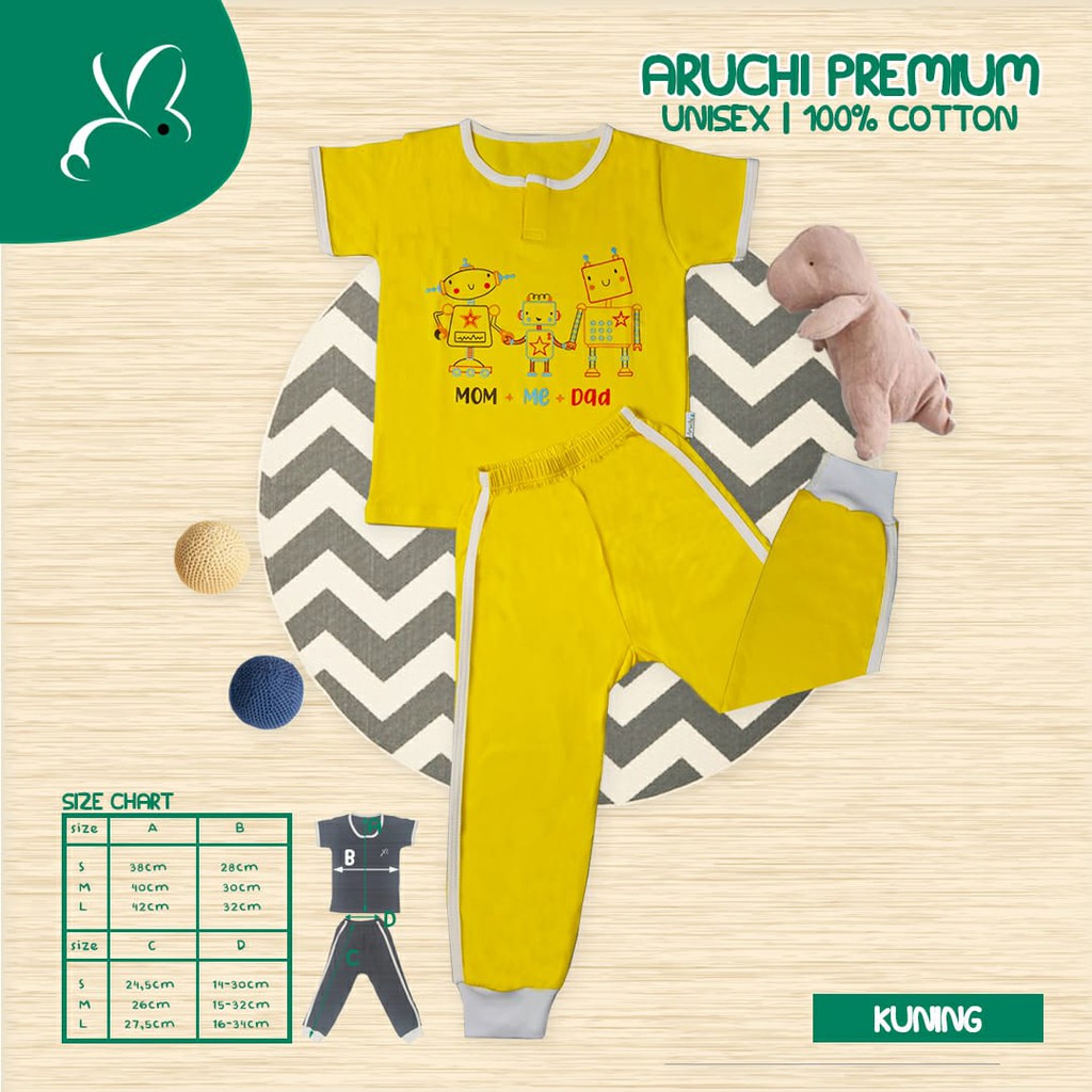 Retro Longpants Aruchi Premium Edition 2-5 Tahun Atasan Pendek + Celana Panjang Bordir