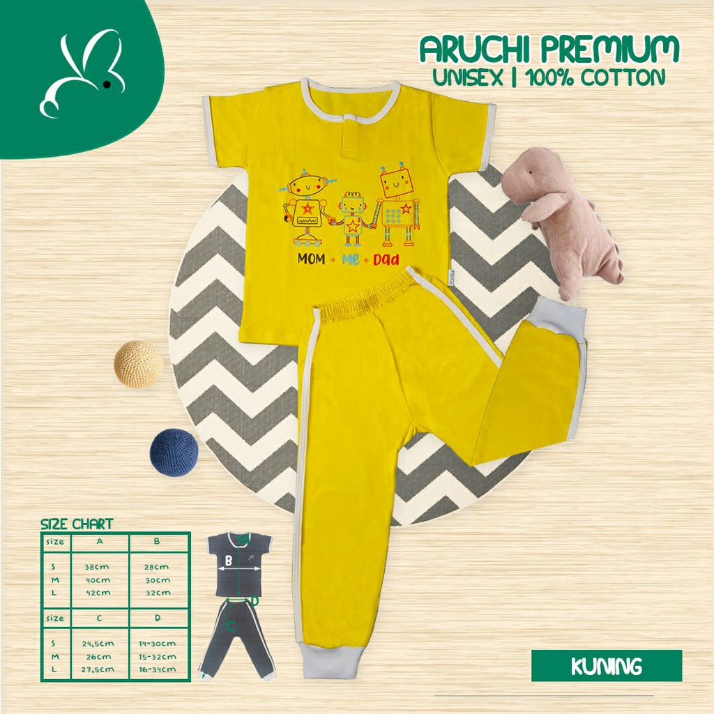 PROMO Aruchi setelan piyama anak Retro Playset Baju anak Pendek SABLON + Celana Panjang 2-5 Tahun